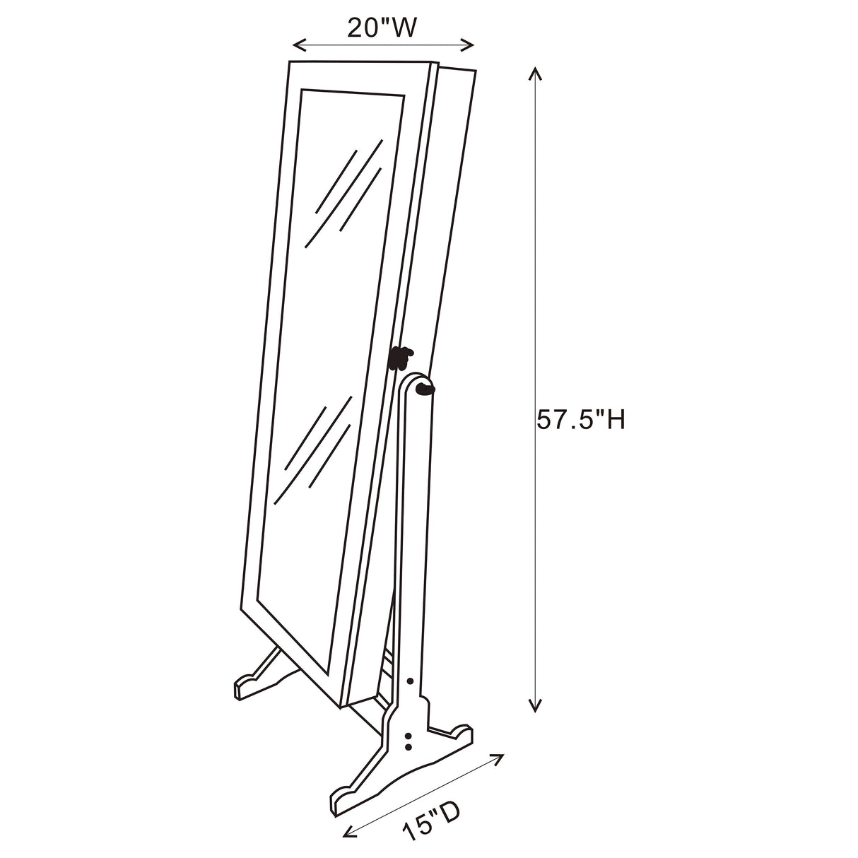 Jewelry Cheval Mirror - Zayas Storage Jewelry Cheval Mirror White