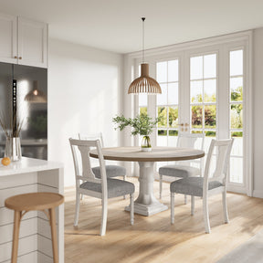 Taranto 59' Round White and Gray 5-Pc Dining Table Set