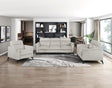 Modern Living Room Sofa Set 3pc Sofa Loveseat Chair Tan Microfiber Upholstery Comfortable Cushion Seat Black Metal Legs Contemporary Furniture