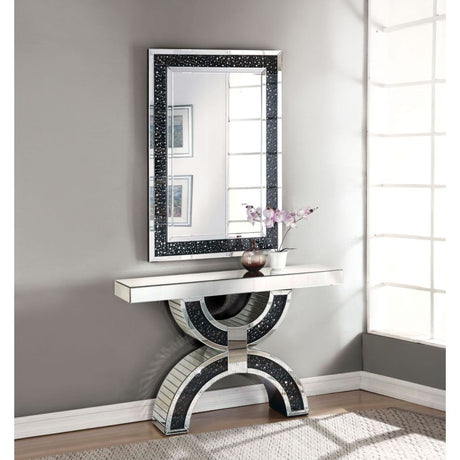 Acme - Nysa Console Table 90248 Mirrored & Faux Crystals