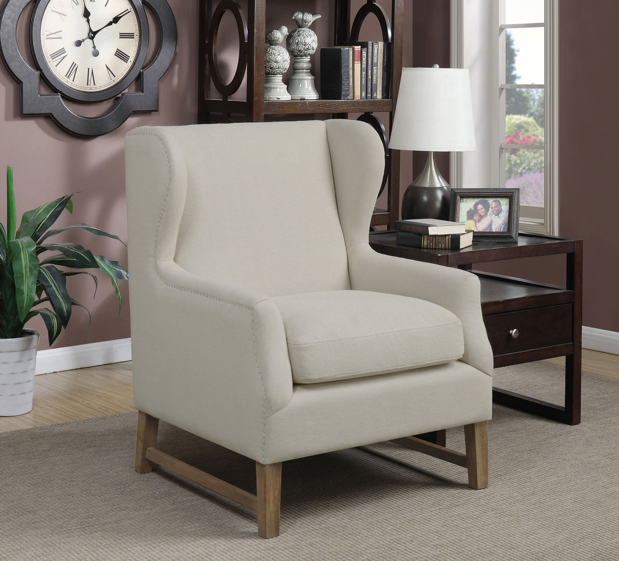 Accent Chair - Fleur Wing Back Accent Chair Cream