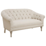 Billie Tufted Back Settee with Roll Arm Natural | Coaster | Home Elegance USA