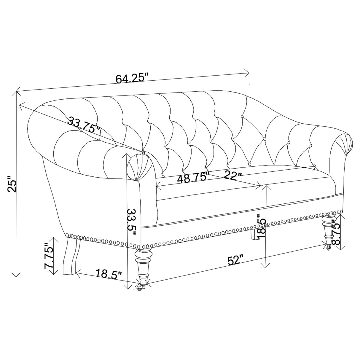 Billie Tufted Back Settee with Roll Arm Natural | Coaster | Home Elegance USA