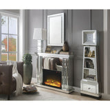 Acme - Nysa Fireplace 90254 Mirrored & Faux Crystals