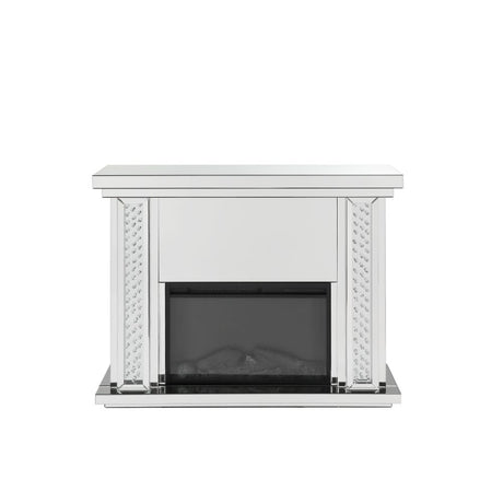 Acme - Nysa Fireplace 90254 Mirrored & Faux Crystals