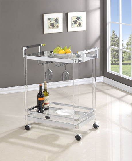 Bar Cart - Jefferson 2-tier Glass Serving Cart Clear