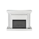 Acme - Nysa Fireplace 90272 Mirrored & Faux Crystals