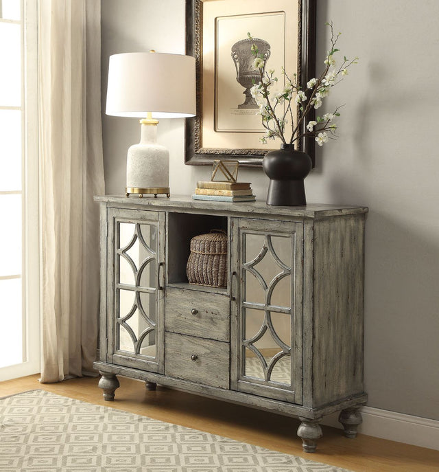 Acme - Velika Console Cabinet 90282 Weathered Gray Finish