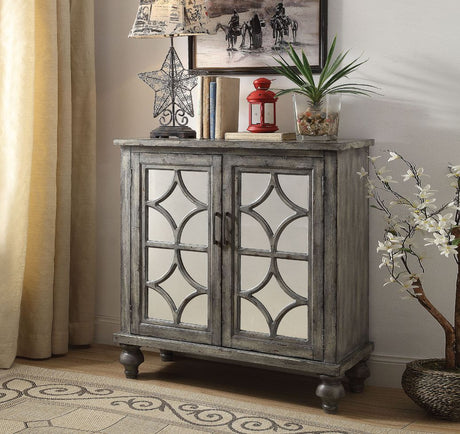 Acme - Velika Console Cabinet 90284 Weathered Gray Finish