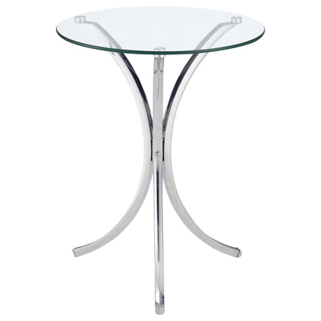 Side Table - Eloise Round Accent Table with Curved Legs Chrome