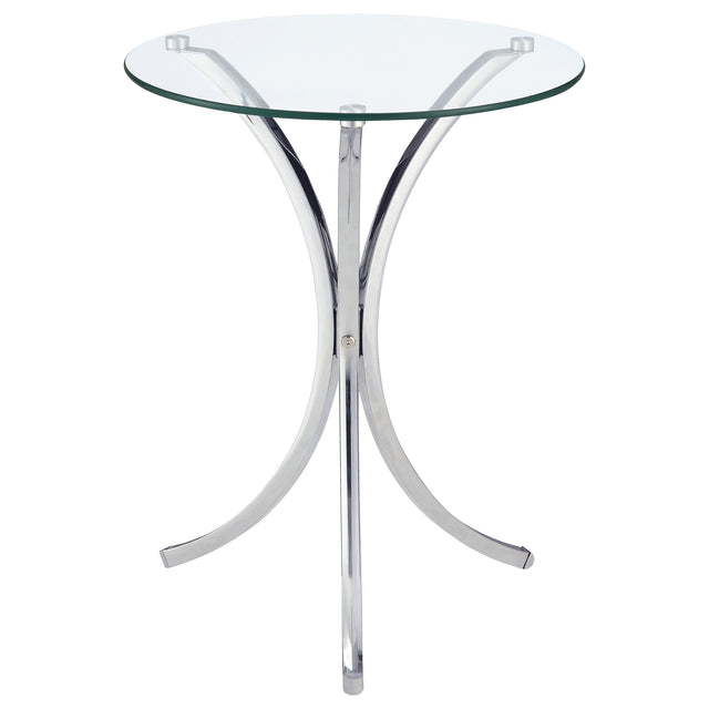 Side Table - Eloise Round Accent Table with Curved Legs Chrome