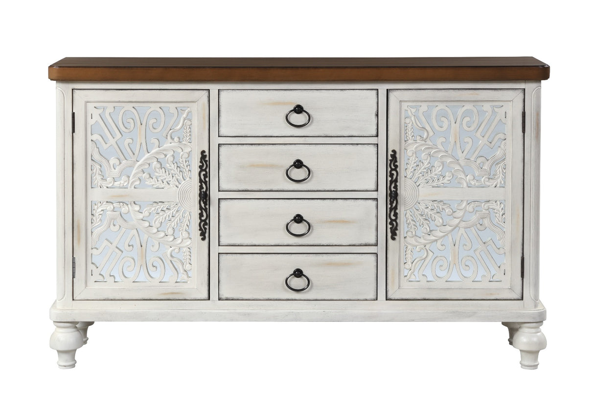 Acme - Vermont Console Cabinet 90288 Antique White Finish