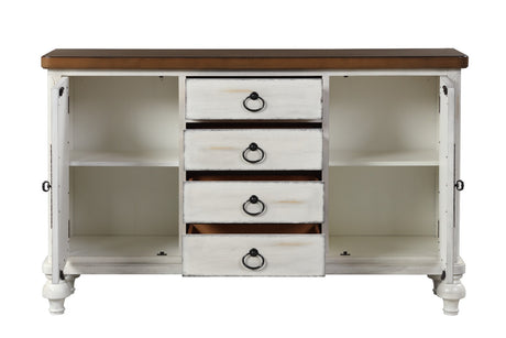 Acme - Vermont Console Cabinet 90288 Antique White Finish