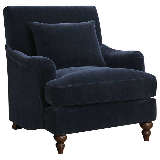 Accent Chair - Frodo Upholstered Accent Chair with Turned Legs Midnight Blue