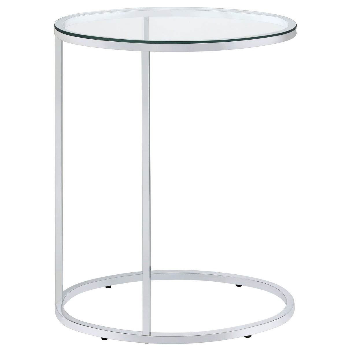 Side Table - Kyle Oval Snack Table Chrome and Clear