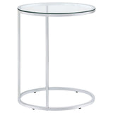 Side Table - Kyle Oval Snack Table Chrome and Clear