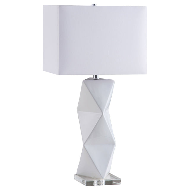 Camie Geometric Ceramic Base Table Lamp White | Coaster | Home Elegance USA