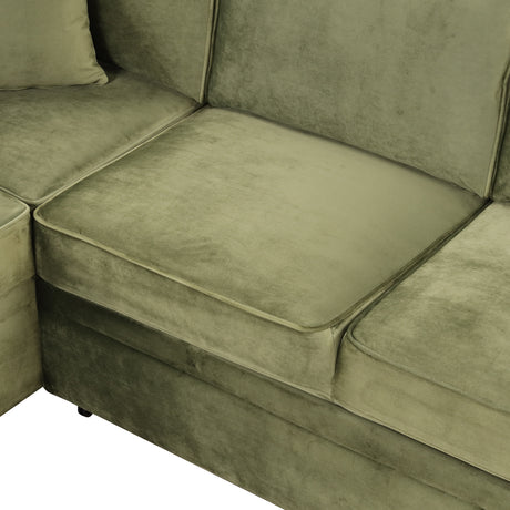 Green Velvet Sleeper Sofa Bed with Storage Ottoman, L Shape Pull Out Couch for Living Room and Bedroom - sold by Home Elegance USA