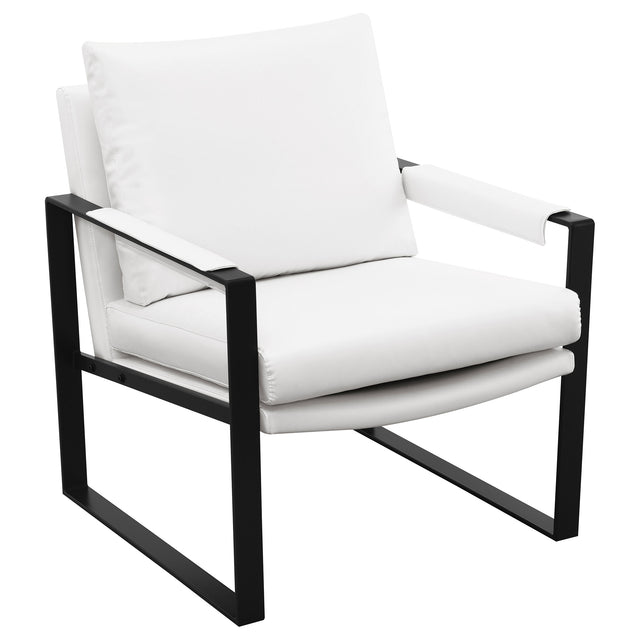 Accent Chair - Rosalind Upholstered Track Arms Accent Chair White and Gummetal