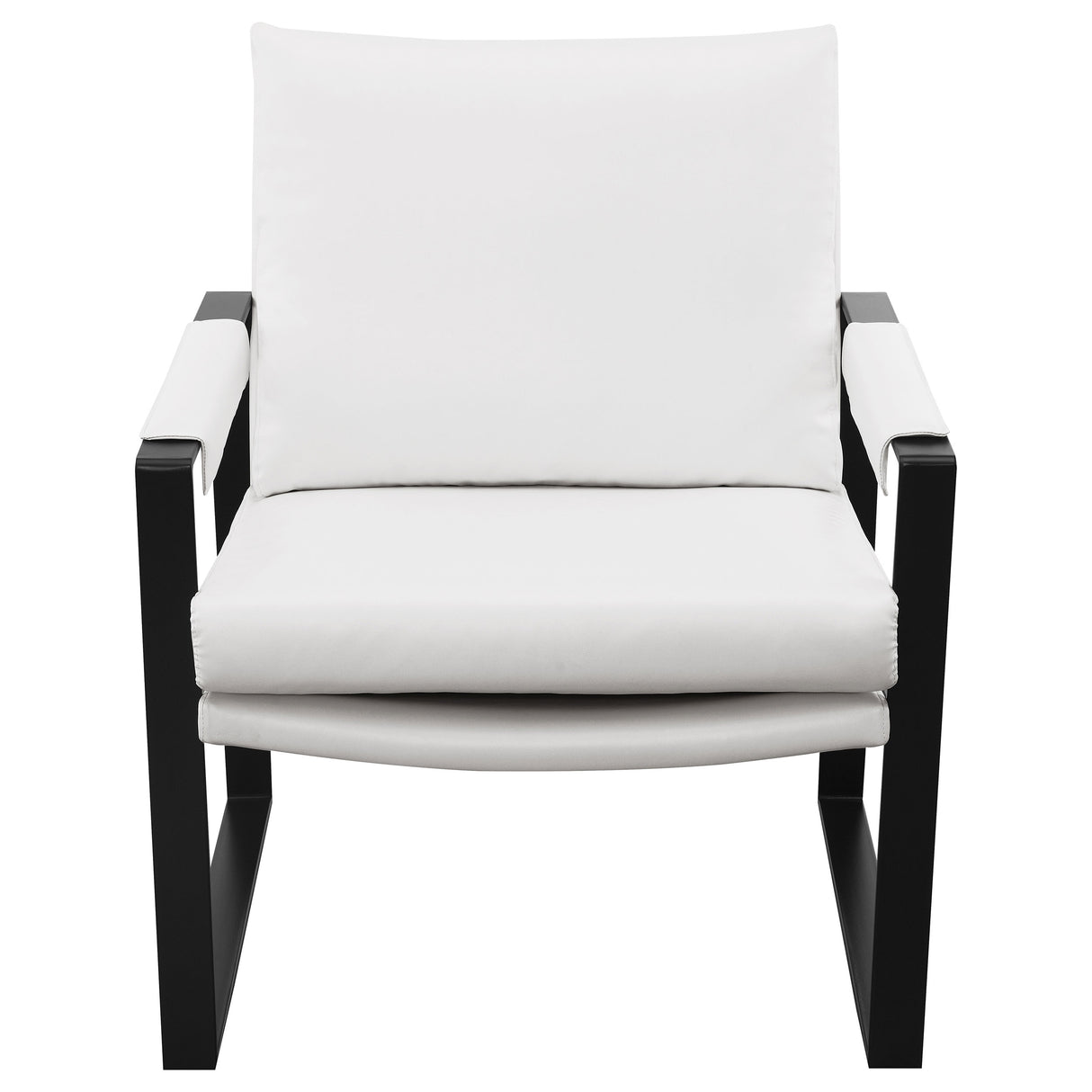 Accent Chair - Rosalind Upholstered Track Arms Accent Chair White and Gummetal