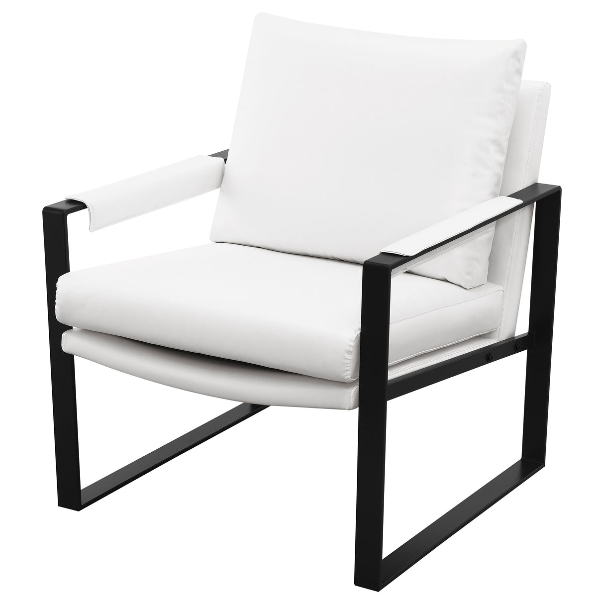 Accent Chair - Rosalind Upholstered Track Arms Accent Chair White and Gummetal