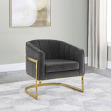 Accent Chair - Alamor Tufted Barrel Accent Chair Dark Grey and Gold