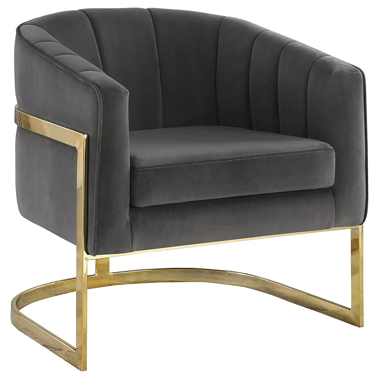 Alamor Tufted Barrel Accent Chair Dark Grey and Gold | Coaster | Home Elegance USA