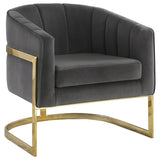 Accent Chair - Alamor Tufted Barrel Accent Chair Dark Grey and Gold