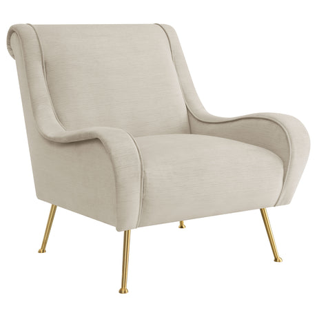 Accent Chair - Ricci Upholstered Saddle Arms Accent Chair Stone and Gold