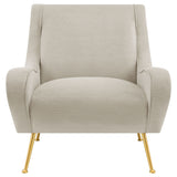 Accent Chair - Ricci Upholstered Saddle Arms Accent Chair Stone and Gold