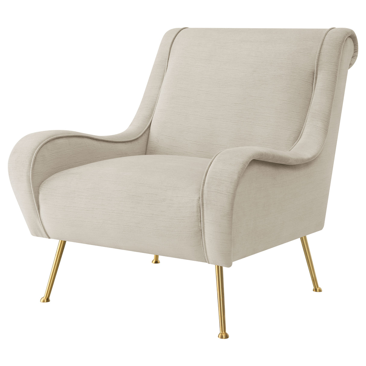 Accent Chair - Ricci Upholstered Saddle Arms Accent Chair Stone and Gold