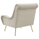 Accent Chair - Ricci Upholstered Saddle Arms Accent Chair Stone and Gold