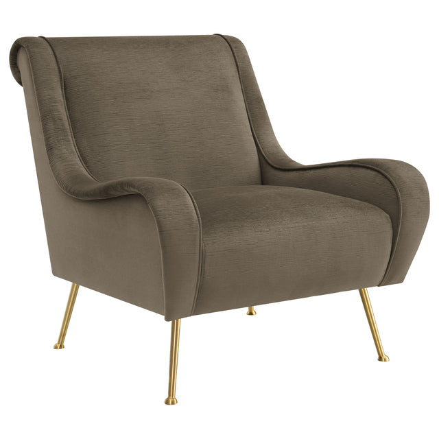 Accent Chair - Ricci Upholstered Saddle Arms Accent Chair Truffle and Gold