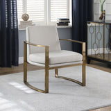 Cory Concave Metal Arm Accent Chair Cream and Bronze | Coaster | Home Elegance USA