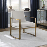 Accent Chair - Cory Concave Metal Arm Accent Chair Cream and Bronze