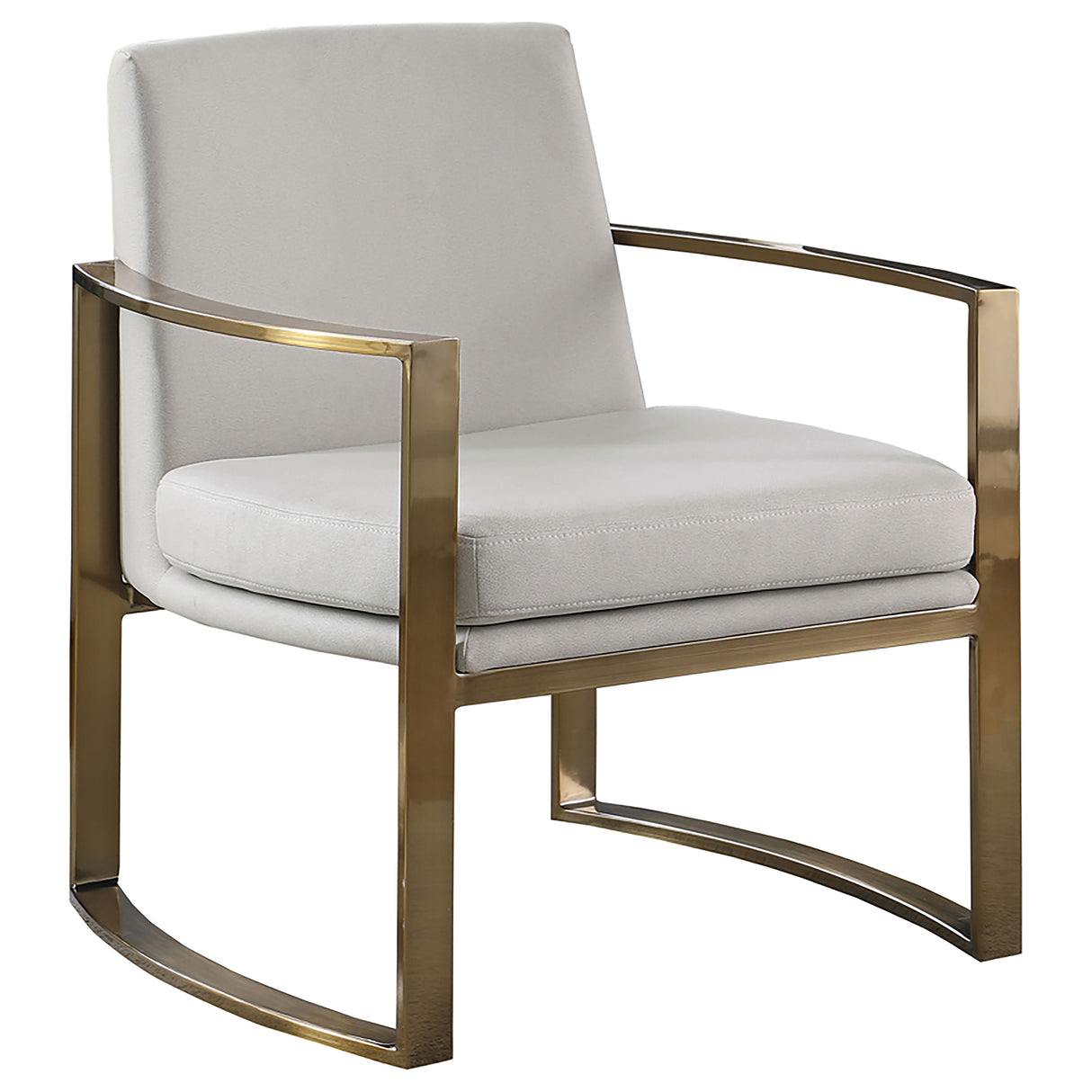 Accent Chair - Cory Concave Metal Arm Accent Chair Cream and Bronze