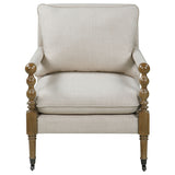 Accent Chair - Dempsy Upholstered Accent Chair with Casters Beige