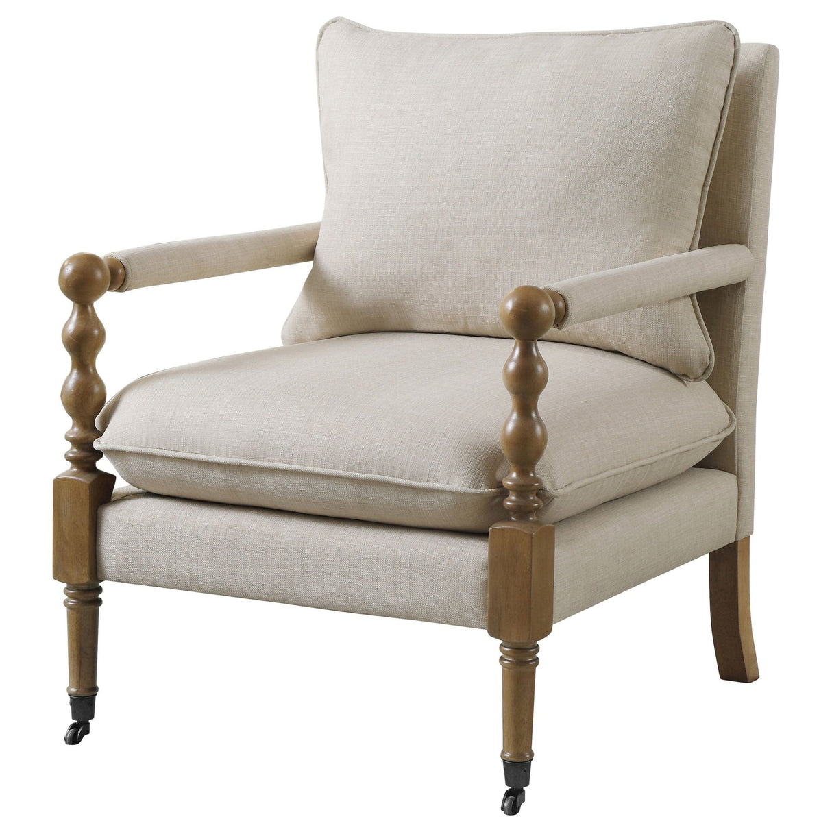 Dempsy Upholstered Accent Chair with Casters Beige | Coaster | Home Elegance USA