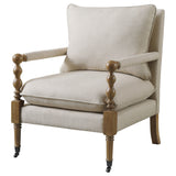 Accent Chair - Dempsy Upholstered Accent Chair with Casters Beige