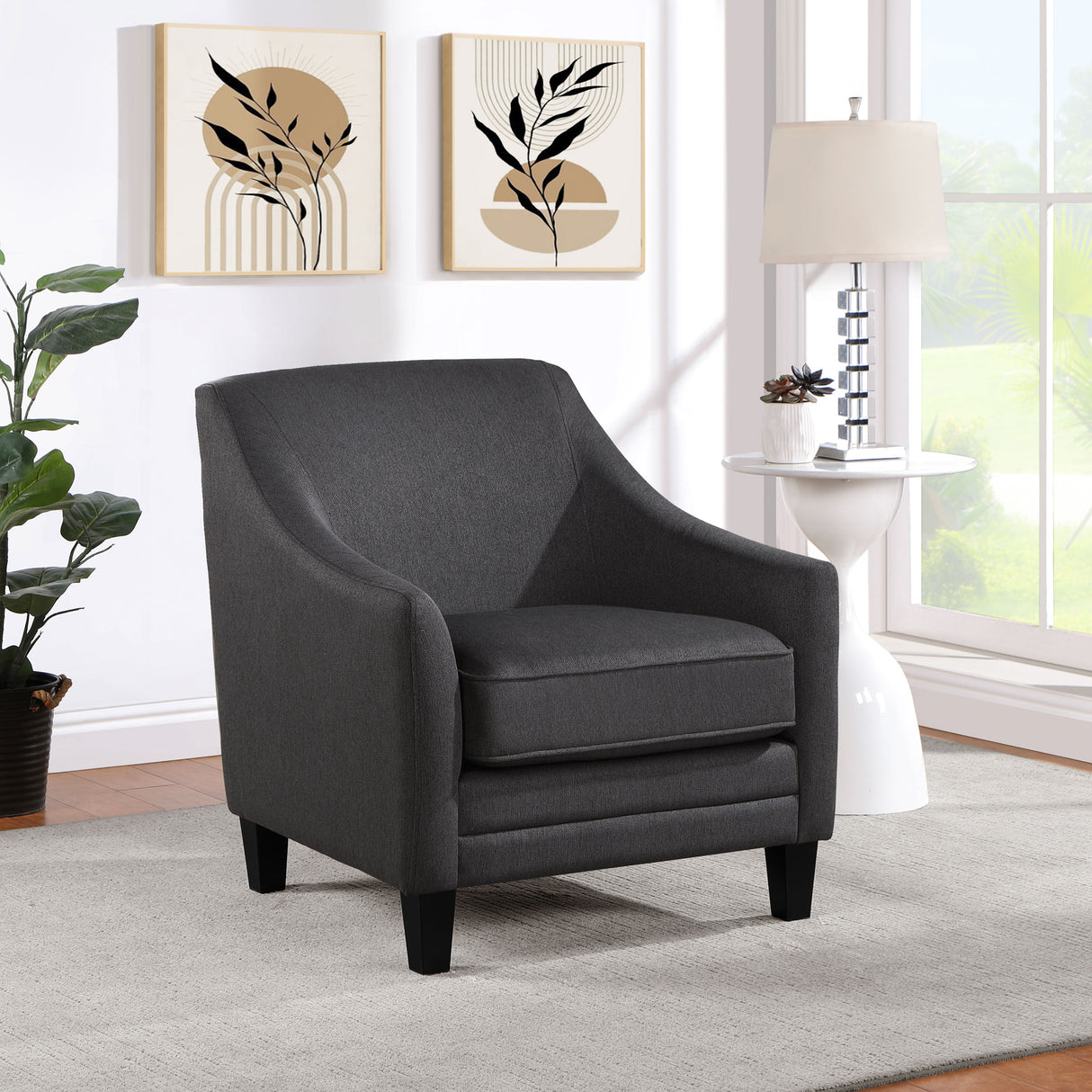 Chair - Liam Upholstered Sloped Arm Accent Club Chair Black