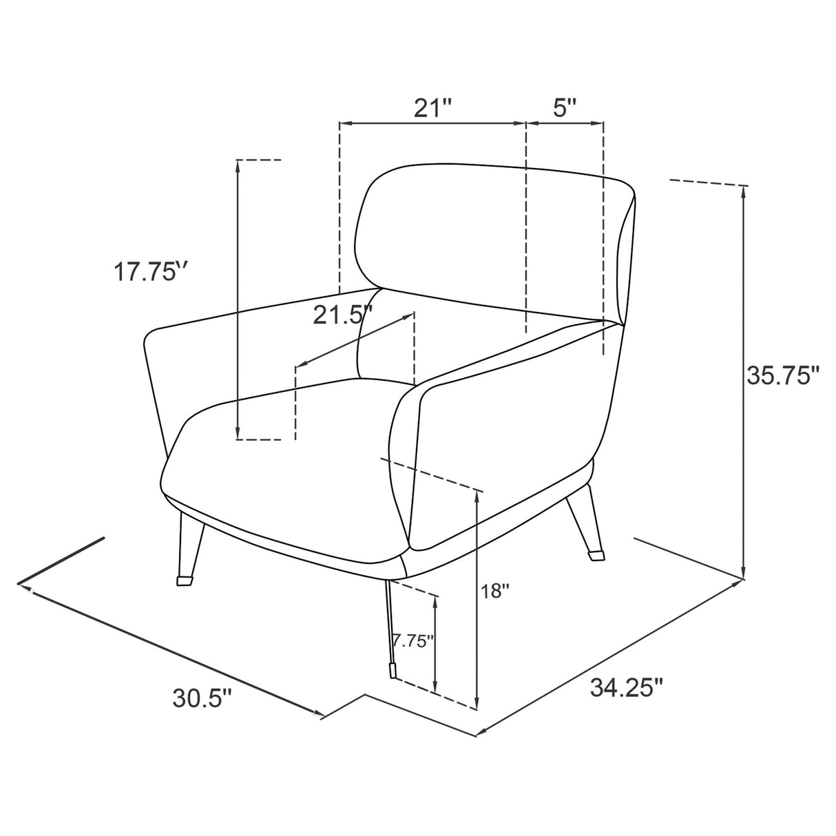 Andrea Heavy Duty High Back Accent Chair Grey | Coaster | Home Elegance USA