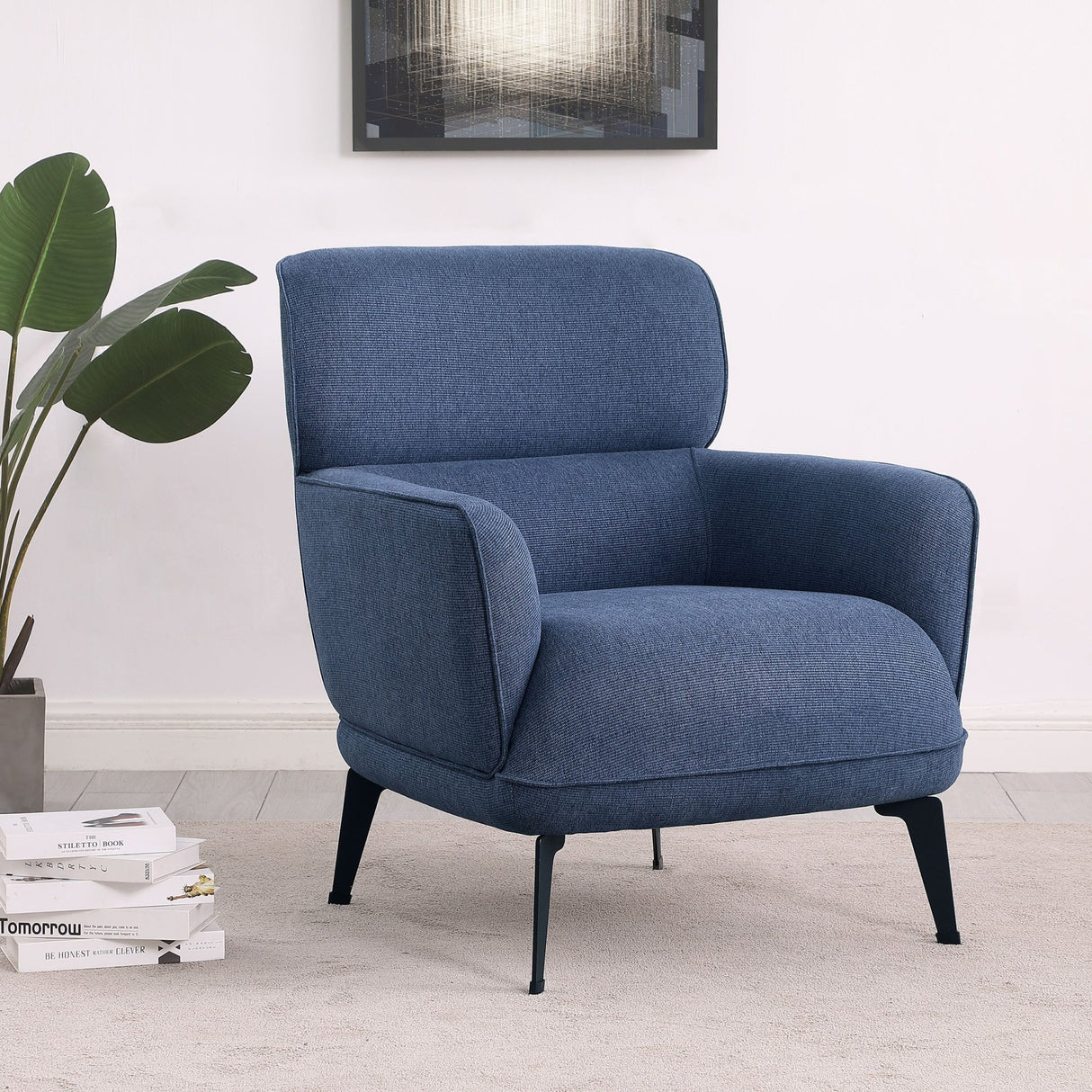 Accent Chair - Andrea Heavy Duty High Back Accent Chair Blue