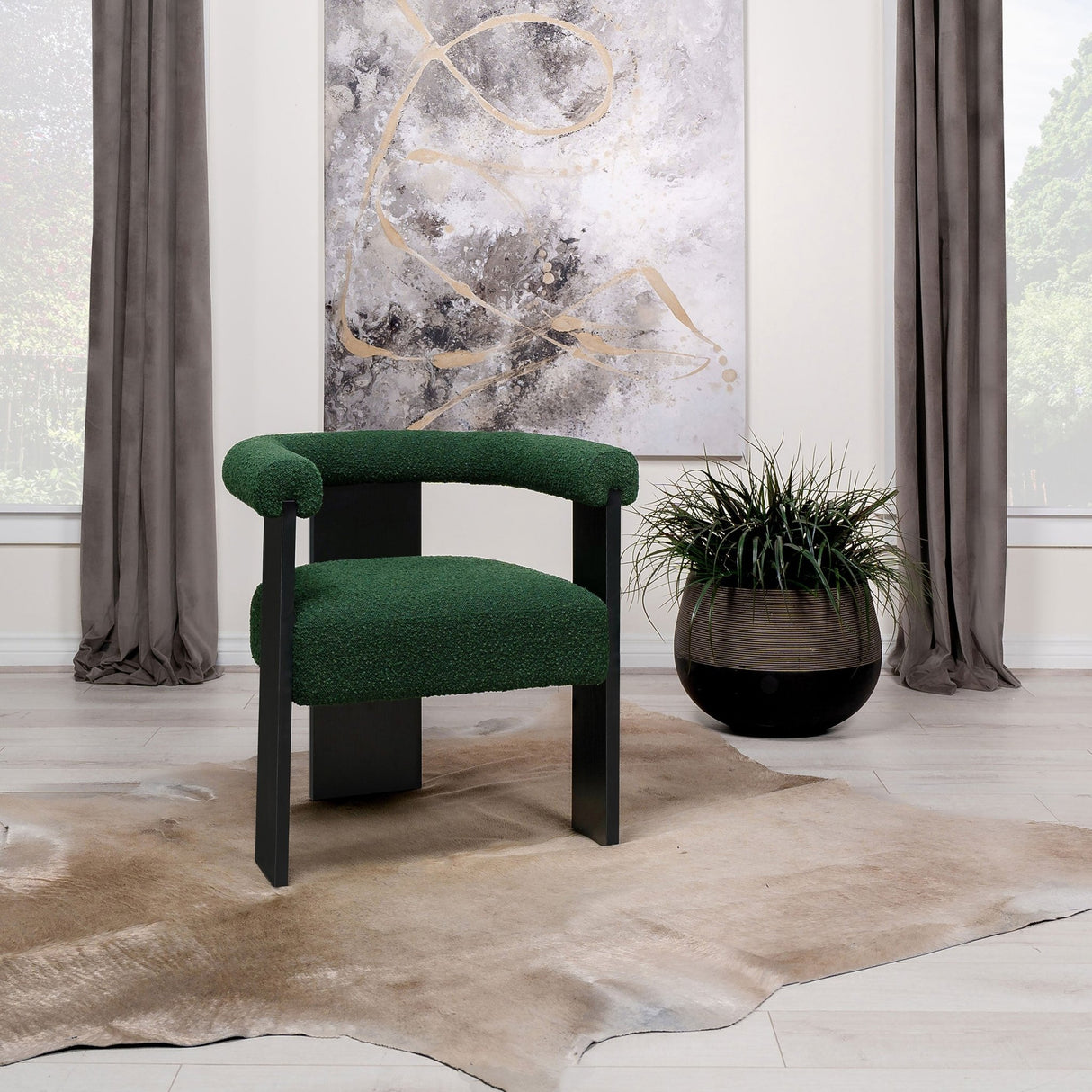 Ramona Boucle Upholstered Accent Side Chair Green and Black | Coaster | Home Elegance USA