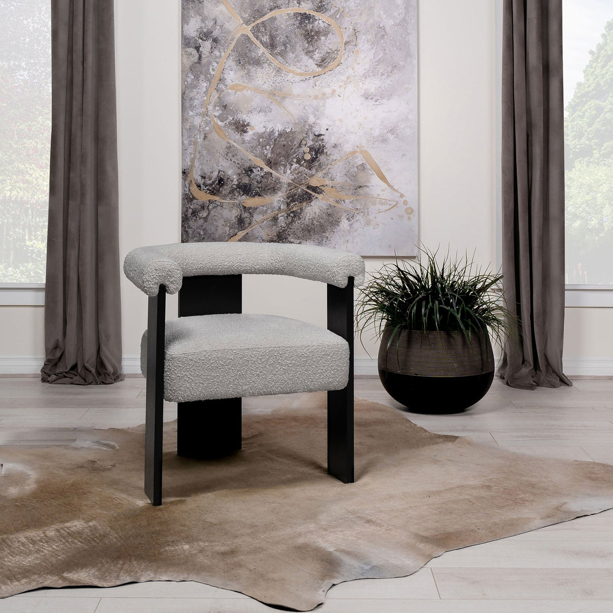 Accent Chair - Ramona Boucle Upholstered Accent Side Chair Taupe and Black - Accent Chairs - 903149 - image - 2