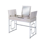 Acme - Saffron Vanity Desk W/USB 90315 Natural & Chrome Finish