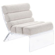 Accent Chair - Serreta Boucle Upholstered Armless Accent Chair with Clear Acrylic Frame Ivory
