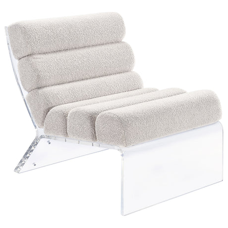 Accent Chair - Serreta Boucle Upholstered Armless Accent Chair with Clear Acrylic Frame Ivory