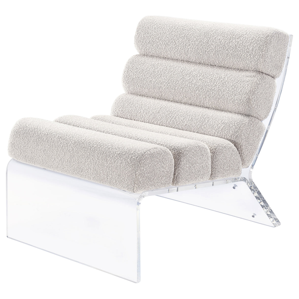 Accent Chair - Serreta Boucle Upholstered Armless Accent Chair with Clear Acrylic Frame Ivory