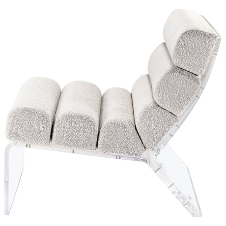 Accent Chair - Serreta Boucle Upholstered Armless Accent Chair with Clear Acrylic Frame Ivory