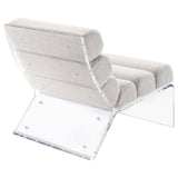 Accent Chair - Serreta Boucle Upholstered Armless Accent Chair with Clear Acrylic Frame Ivory